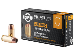 PPU PPD380A Defense 380ACP 94gr Jacketed Hollow Point 50 Per Box/20 Case