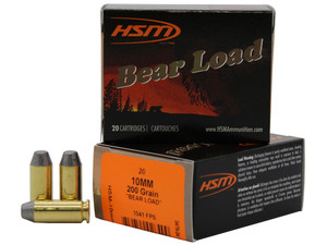 HSM 10MM9N20 Bear Load 10mm Auto 200 gr Lead Round Nose Flat Point 20 Per Box/ 20 Case