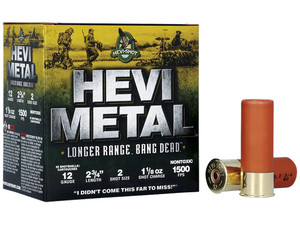HEVI-Metal HS38702 HEVI-Metal Longer Range 12Gauge 2.75" 1 1/8oz 2Shot 25 Per Box/10 Case