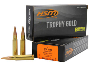 HSM 308168VLD Trophy Gold Extended Range 308 Win 168 gr Berger Hunting VLD Match 20 Per Box/ 25 Case