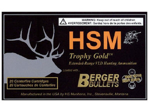 HSM 308210VLD Trophy Gold Extended Range 308 Win 210 gr Berger Hunting VLD Match 20 Per Box/ 25 Case
