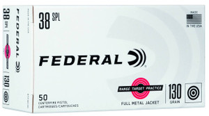 Federal Range Target Practice Subsonic Centerfire Ammunition, 38 Special, Full Metal Jacket, 130 Grain - 50 Cartridge Box ( 50 / 1 )