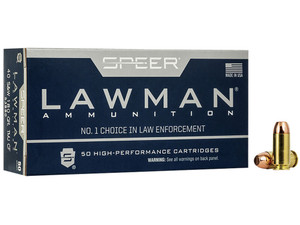 Speer 53880 Lawman Training Clean-Fire 40S&W 180gr Total Metal Jacket Round Nose 50 Per Box/20 Case