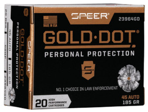 Speer Gold Dot Subsonic Centerfire Ammunition, 45 ACP, Hollow Point, 185 Grain - 20 Cartridge Box ( 20 / 1 )