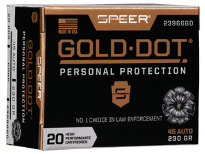 Speer 23966GD Gold Dot Personal Protection 45ACP 230gr Hollow Point 20 Per Box/10 Case
