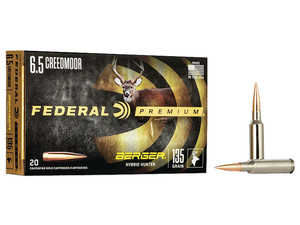 Federal P65CRDBCH1 Premium 6.5Creedmoor 135gr Berger Hybrid Hunter 20 Per Box/10 Case