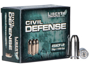 Liberty Ammunition LACD45013 Civil Defense 45ACP+P 78gr Lead Free Fragmenting Hollow Point 20 Per Box/50 Case