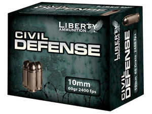 Liberty Ammunition LACD10032 Civil Defense 10mmAuto 60gr Lead Free Fragmenting Hollow Point 20 Per Box/50 Case