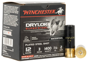 Winchester Drylock Super Steel 12 Gauge Shotshell Ammunition, 3 Inch, 1400 FPS, 1 1/4 Ounce, #2 Shot - 25 Cartridge Box ( 25 / 1 )