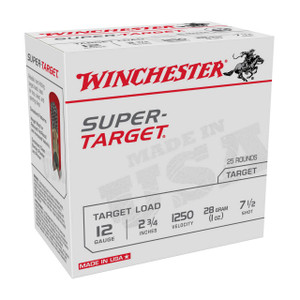 Winchester USA Super Target 12 Gauge Shotshell Ammunition, 2 3/4 Inch, 1250 FPS, 1 Ounce, #7 1/2 Shot - 25 Cartridge Box ( 25 / 1 )