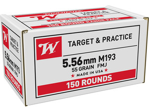 Winchester Ammo WM193150 USA M193 5.56x45mmNATO 55gr Full Metal Jacket 150 Per Box/4 Case *Value Pack
