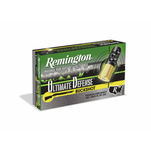 Remington Ultimate Defense Buckshot 12 Gauge Shotshell Ammunition, 3 Inch, 1225 FPS, 15 Pellet, #00 Buck - 5 Cartridge Box ( 5 / 1 )