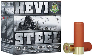 HEVI-Shot Hevi-Steel 12 Gauge Shotshell Ammunition, 3 Inch, 1500 FPS, 1 1/4 Ounce, #2 Shot - 25 Cartridge Box ( 25 / 1 )