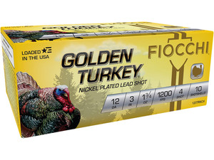 Fiocchi 123TRKC4 Golden Turkey 12Gauge 3" 1 3/4oz 4Shot 10 Per Box/10 Case