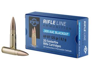 PPU PP300BH Standard Rifle 300Blackout 125gr Hollow Point Boat Tail 20 Per Box/50 Case