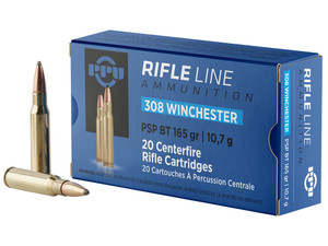 PPU PP3082 Standard Rifle 308Win 165gr Pointed Soft Point Boat Tail 20 Per Box/10 Case