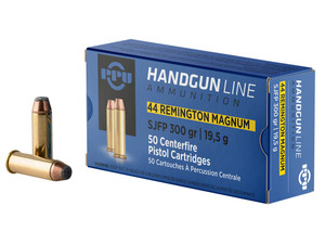 PPU PPH44MF Handgun 44RemMag 300gr Semi Jacketed Flat Point 50 Per Box/10 Case