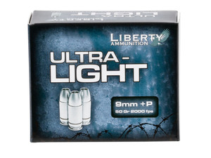 Liberty Ammunition LAUL9052 Ultra-Light 9mmLuger+P 50gr Lead Free Fragmenting Hollow Point 20 Per Box/10 Case