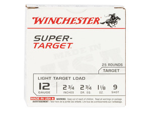 Winchester Ammo TRGT129 Super-Target Light Target 12Gauge 2.75" 1 1/8oz 9Shot 25 Per Box/10 Case
