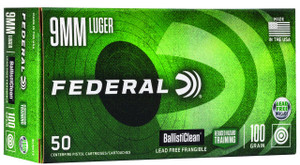 Federal BallistiClean High Velocity Centerfire Ammunition, 9mm Luger, Lead-Free Frangible, 100 Grain - 50 Cartridge Box ( 50 / 1 )