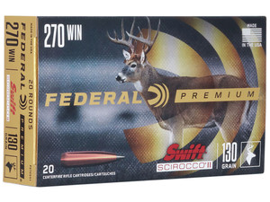 Federal P270SS1 Premium 270Win 130gr Swift Scirocco II 20 Per Box/10 Case
