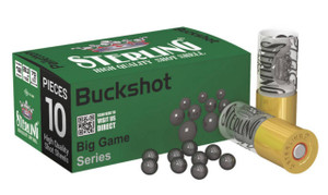 Sterling Big Game 12 Gauge Shotshell Ammunition, 2 3/4 Inch, 1330 FPS, 9 Pellet, #00 Buck - 10 Cartridge Box ( 10 / 1 )