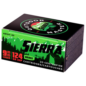 SIERRA OUTDOOR MASTER 9MM 124GR JHP CASE200 UPC: 092763800140