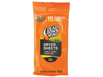 Dead Down Wind 11913 Dryer Sheets Cover Scent Natural Woods Scent Dryer Sheet 15 Per Pkg