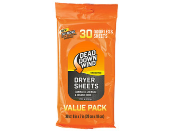 Dead Down Wind 113019 Dryer Sheets Odor Eliminator Odorless Scent Dryer Sheet 30 Per Pkg