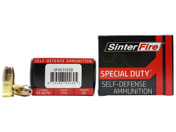 SinterFire Inc SF45155SD Special Duty (SD) 45ACP 155gr Lead Free Frangible Hollow Point 20 Per Box/10 Case