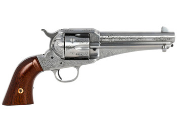 Taylors & Company 550408 1875 Army Outlaw 45 Colt (LC) Caliber with 5.50" Barrel, 6rd Capacity Cylinder, Overall White Engraved Finish Steel & Walnut Grip