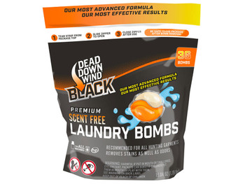 Dead Down Wind 118418 Black Premium Laundry Bombs Odor Eliminator Unscented Scent 36CT