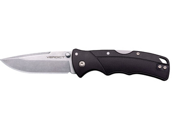 Cold Steel CSFLC3SPSSZ Verdict EDC 3" Tanto Plain Folding 4116 Krupp SS Blade, Black Textured GFN Handle