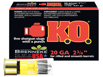 Brenneke SL202KO K.O. 20Gauge 2.75" 3/4oz Slug Shot 5 Per Box/50 Case