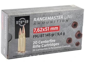 PPU PPRM762 Rangemaster 7.62x51mmNATO 145gr Full Metal Jacket Boat Tail 20 Per Box/25 Case