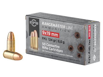 PPU PPRM9 Rangemaster 9mmLuger 124gr Full Metal Jacket 50 Per Box/20 Case