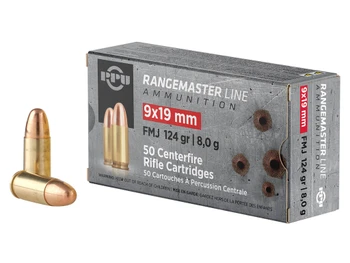PPU PPRM9 Rangemaster 9mmLuger 124gr Full Metal Jacket 50 Per Box/20 Case