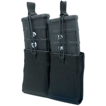 DOUBLE RIFLE MAG POUCH W/BUNGEE RETENTION BLACK