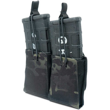 DOUBLE RIFLE MAG POUCH W/BUNGEE RETENTION MULTICAM BLACK