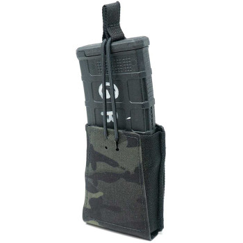 SINGLE RIFLE 5.56 NATO MAG POUCH W/BUNGEE RETENT MULTICM BLK
