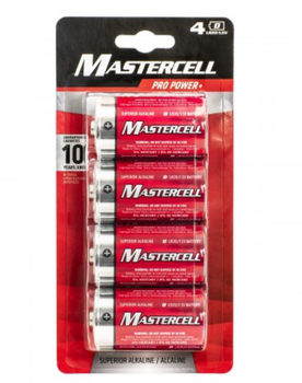 MASTERCELL ALKALINE D 4PK BATTERIES