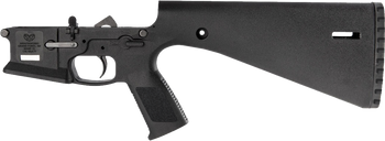 Wraithworks WARP-15 Polymer Complete AR15 Lower Receiver - Black | Mil-Spec Parts Kit | Integral Buttstock & Textured Pistol Grip | Trap Door Buttplate