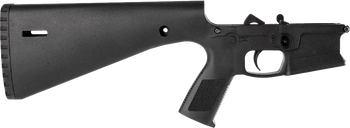 Wraithworks WARP-15 Polymer Complete AR15 Lower Receiver - Black | Mil-Spec Parts Kit | Integral Buttstock & Textured Pistol Grip | Trap Door Buttplate