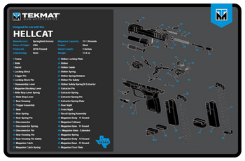 TekMat TEKR17HELLCATBLU Springfield Armory Hellcat Cleaning Mat Black/Blue/White Rubber 11"x17" Springfield Hellcat Parts Diagram                                                                       