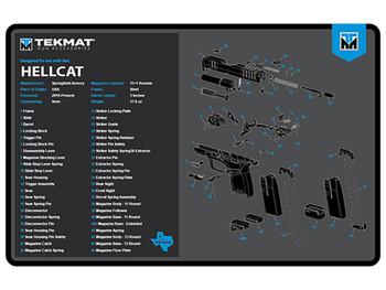 TekMat TEKR17HELLCATBLU Springfield Armory Hellcat Cleaning Mat Black/Blue/White Rubber 11"x17" Springfield Hellcat Parts Diagram
