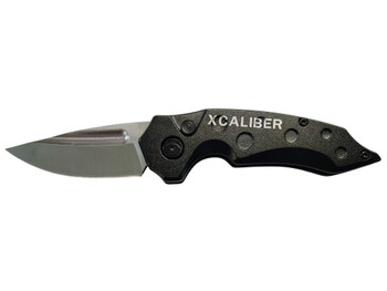 Xcaliber Knife Company Switch Blade 2.41" Folding Drop Point Plain Stainless D2 Steel Blade. 4.15" Aluminum Handle