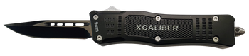 Xcaliber Knife Company  9mm  Small 2.75" OTF Drop Point Black 440C SS Blade, 3.91" Steel Handle                                                                                                         