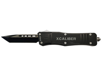 Xcaliber Knife Company 45 ACP Large 3.80" OTF Tanto Plain Black 440C SS Blade, 5.30" Steel Handle