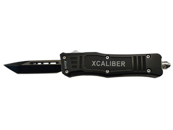 Xcaliber Knife Company 45 ACP Small 2.75" OTF Tanto Plain Black 440C SS Blade, 3.91" Steel Handle
