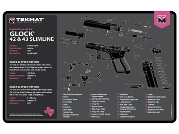 TekMat TEKR17GLOCKG3PNK Glock Gen 3 Cleaning Mat Pink Rubber 11"x17" Glock Gen 3 Parts Diagram